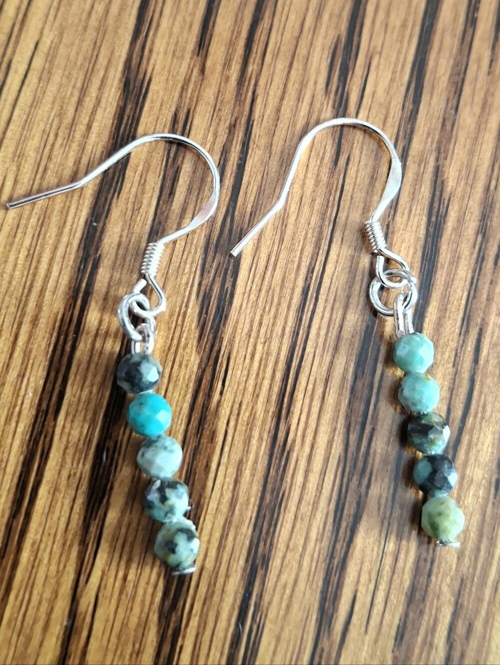 Hubei Turquoise Dainty Faceted Beaded Dangle Earrings